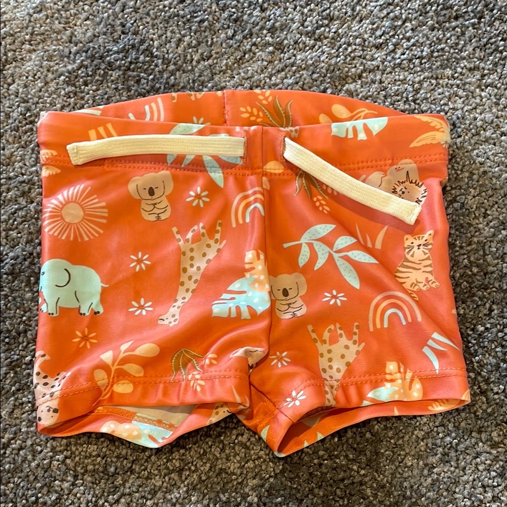 H&M Orange Baby Boy Swim Trunks with Animal Print